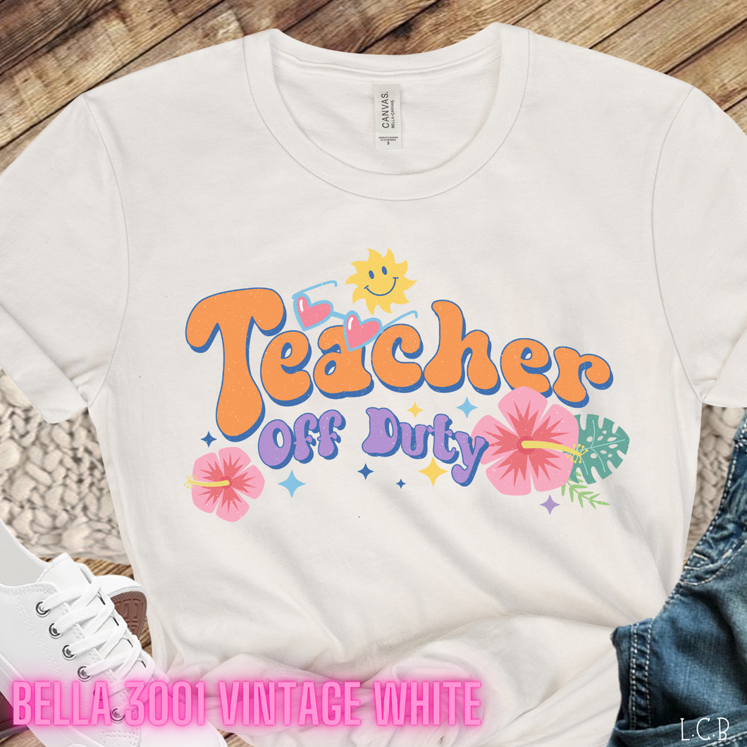 Teacher Off Duty Vintage White Unisex T-Shirt